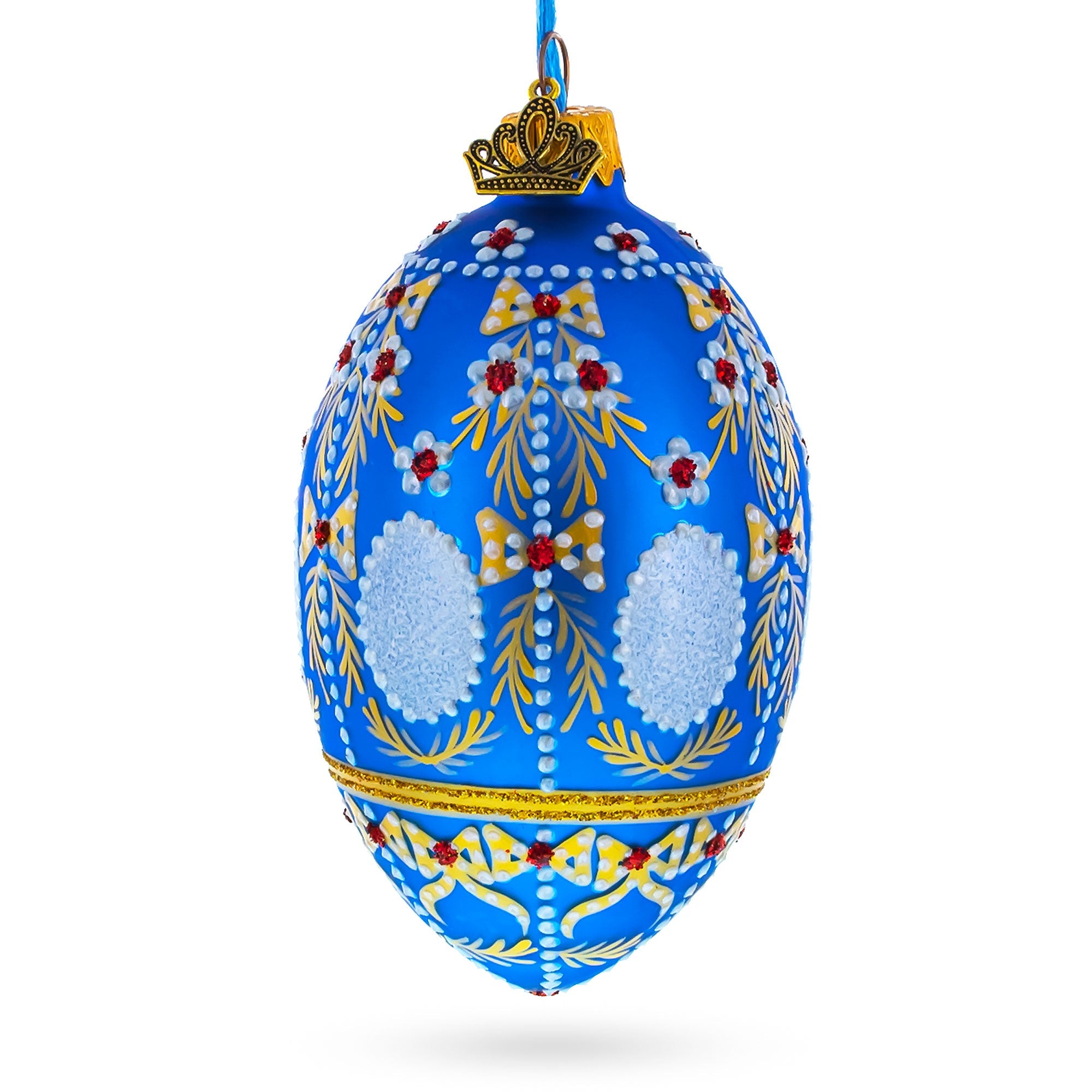 1908 Alexander Palace Royal on Blue Egg Glass Ornament 4 Inches