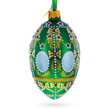 1908 Alexander Palace Royal on Green Egg Glass Ornament 4 Inches BestPysanky