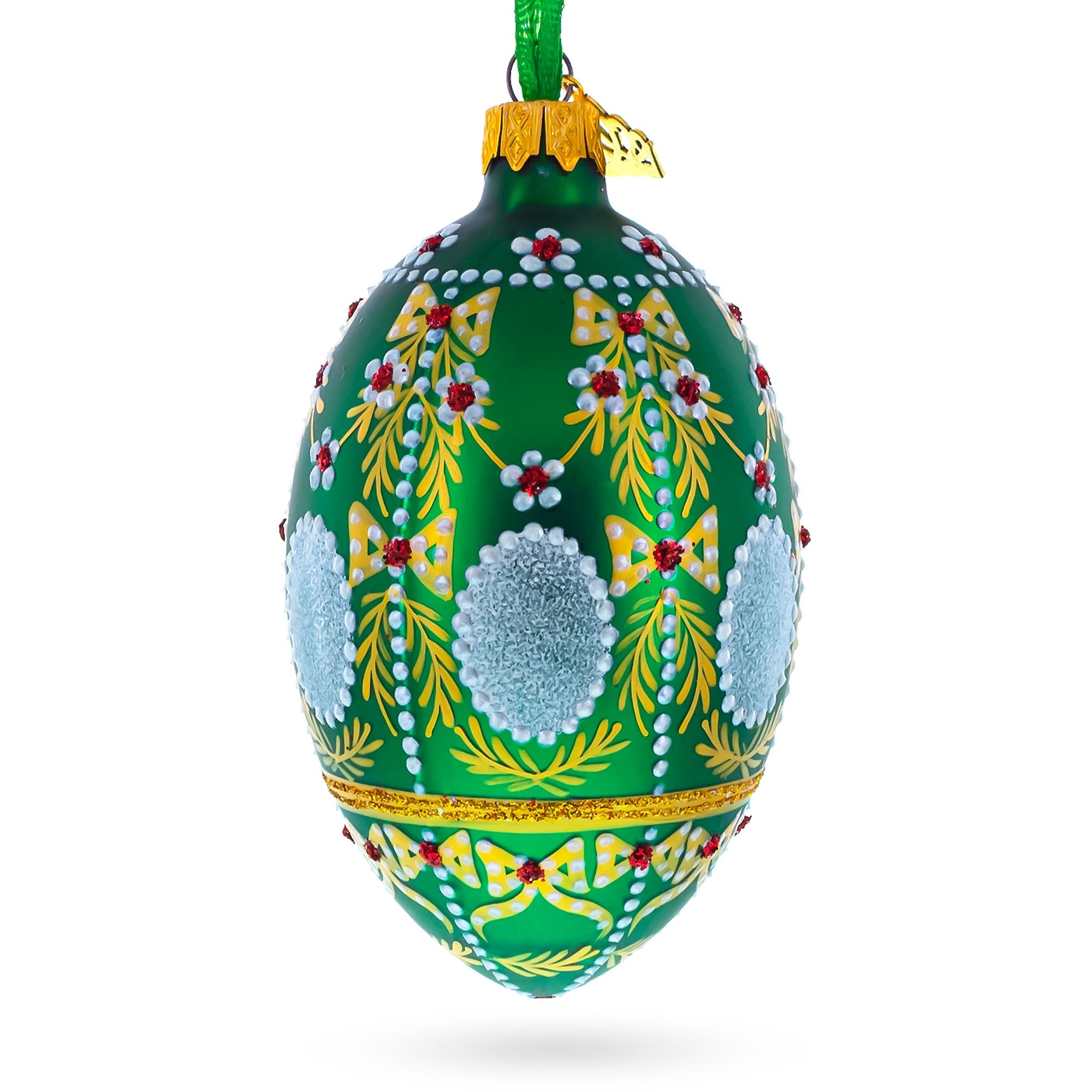 1908 Alexander Palace Royal on Green Egg Glass Ornament 4 Inches BestPysanky