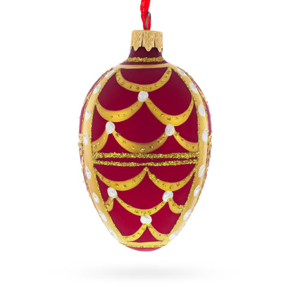 Gold Arches On Red Egg Glass Ornament 4 Inches