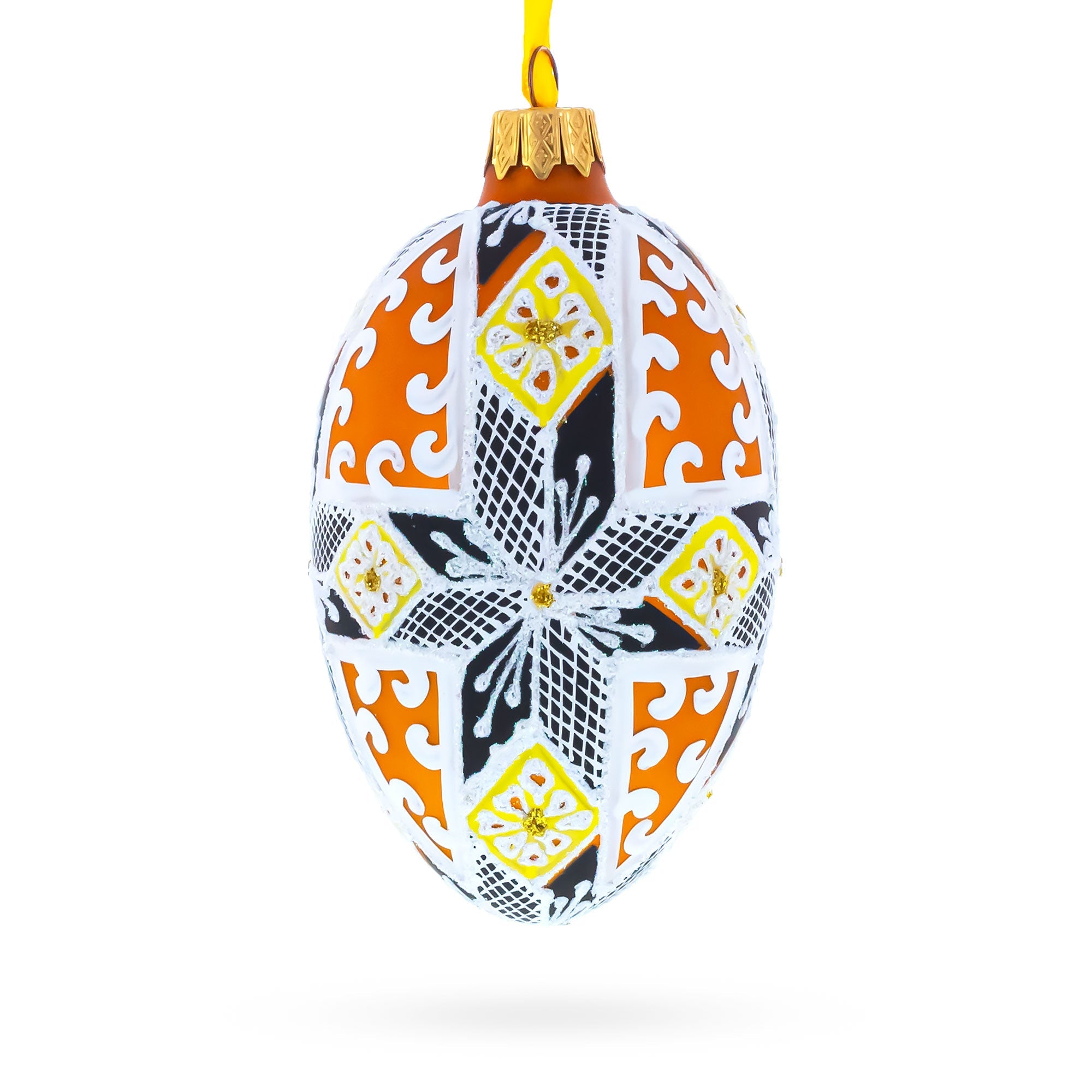 Snowflake Glass Egg Ornament 4 Inches