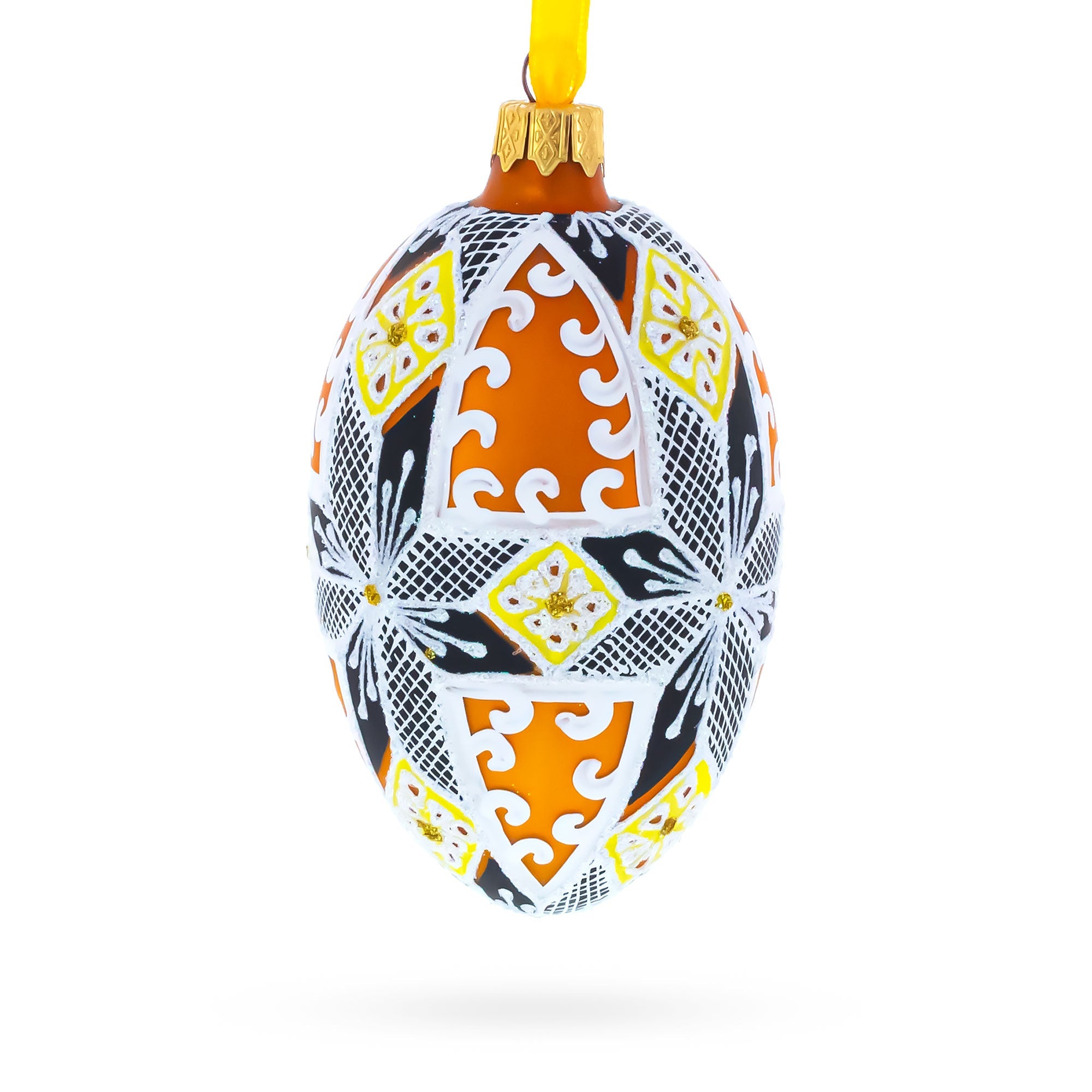 Snowflake Glass Egg Ornament 4 Inches