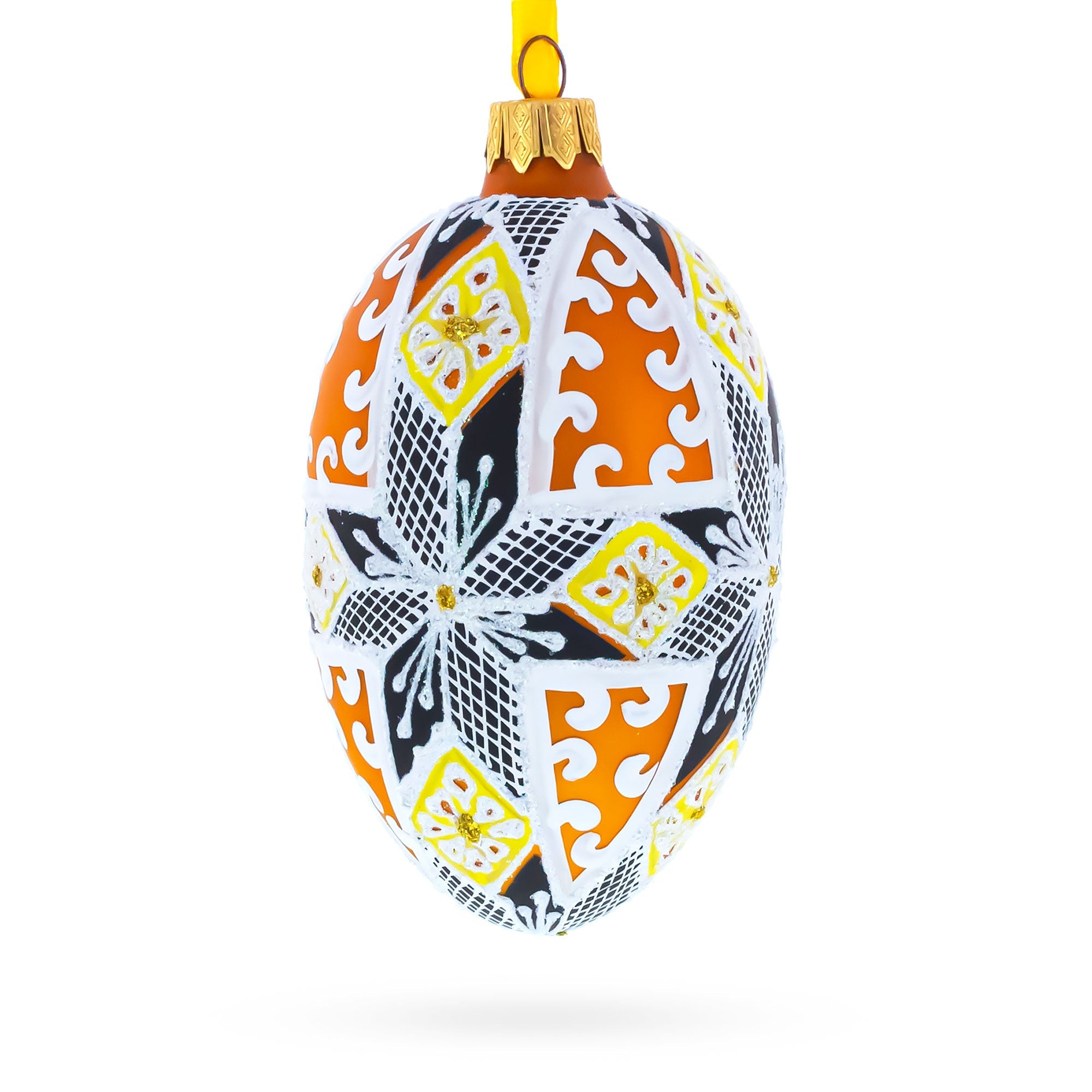 Snowflake Glass Egg Ornament 4 Inches