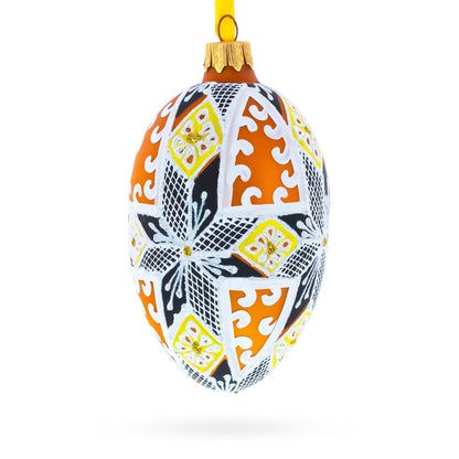 Snowflake Glass Egg Ornament 4 Inches