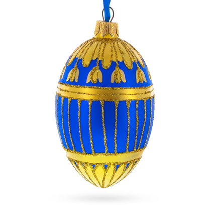 1885 Blue Enamel Ribbed Royal Egg Glass Ornament 4 Inches BestPysanky