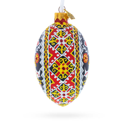 Two Roosters Ukrainian Glass Egg Ornament 4 Inches