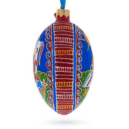 Kozak with Kobza Ukrainian Glass Egg Ornament 4 Inches BestPysanky