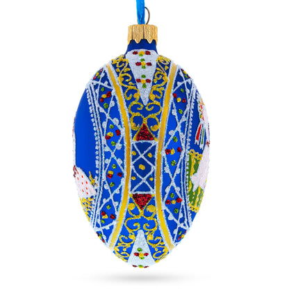 Storks Family Glass Egg Ornament 4 Inches