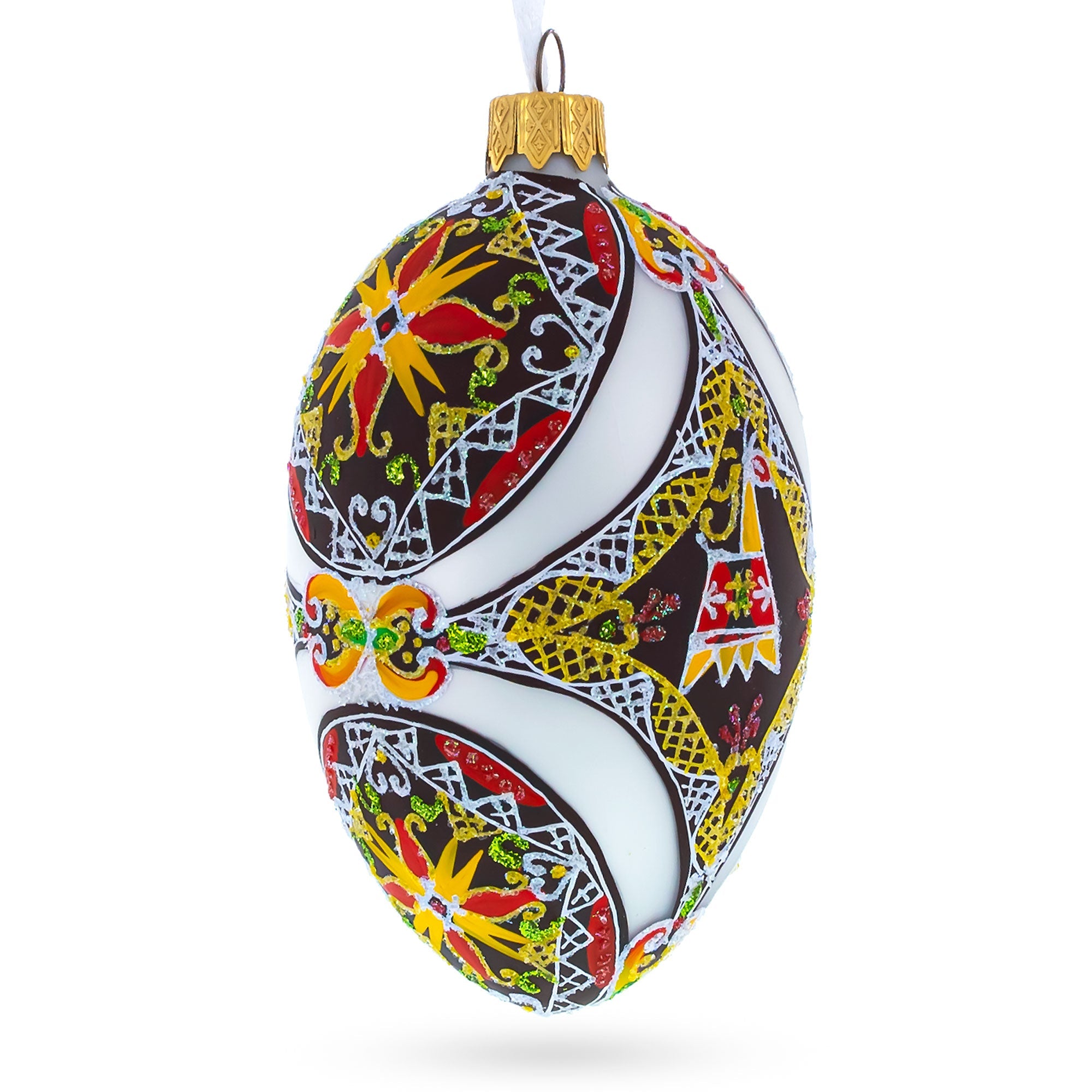The Horse Ukrainian Glass Egg Ornament 4 Inches BestPysanky