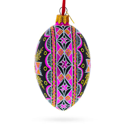 Cross Ukrainian Glass Egg Ornament 4 Inches BestPysanky