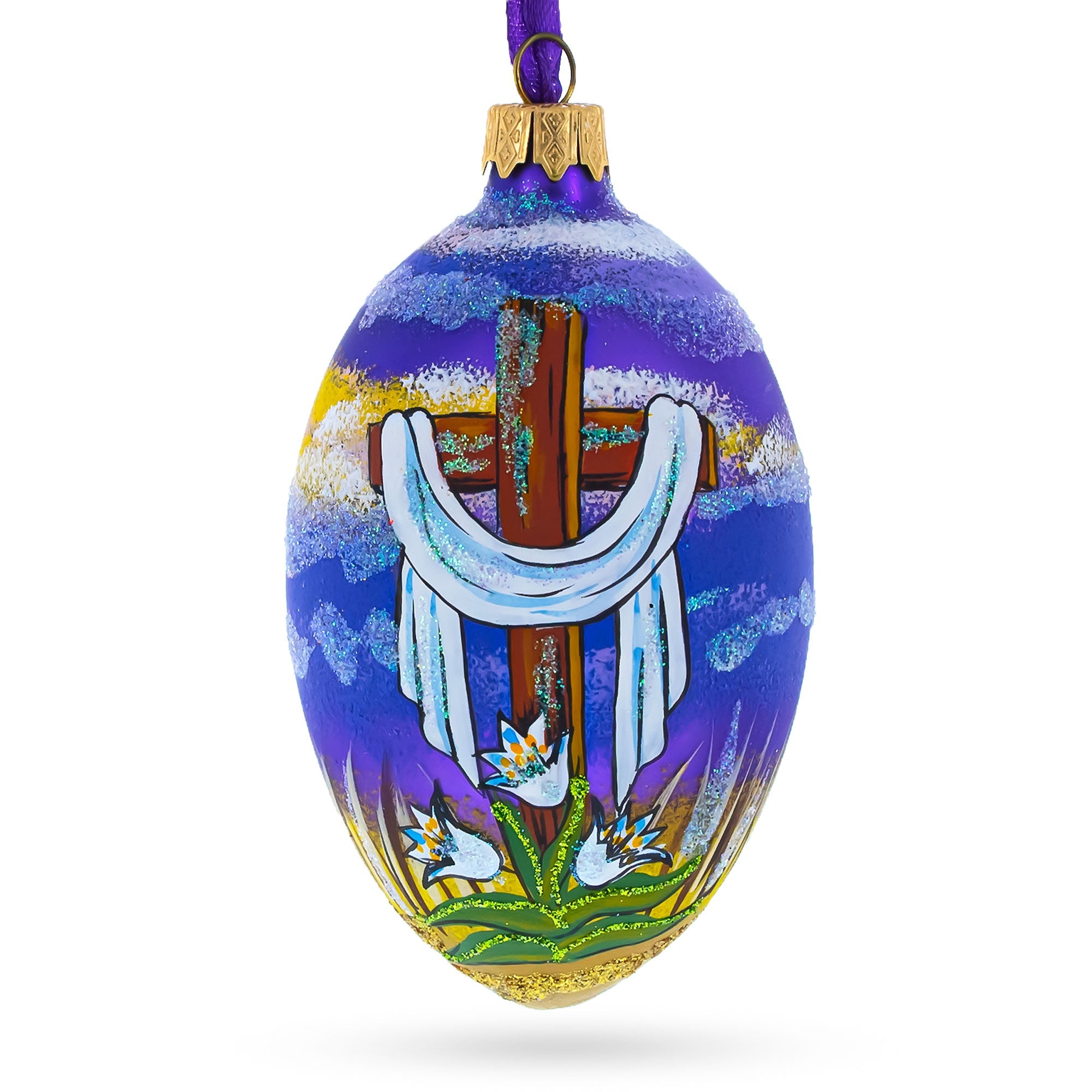 The Rising Cross Egg Glass Ornament 4 Inches BestPysanky