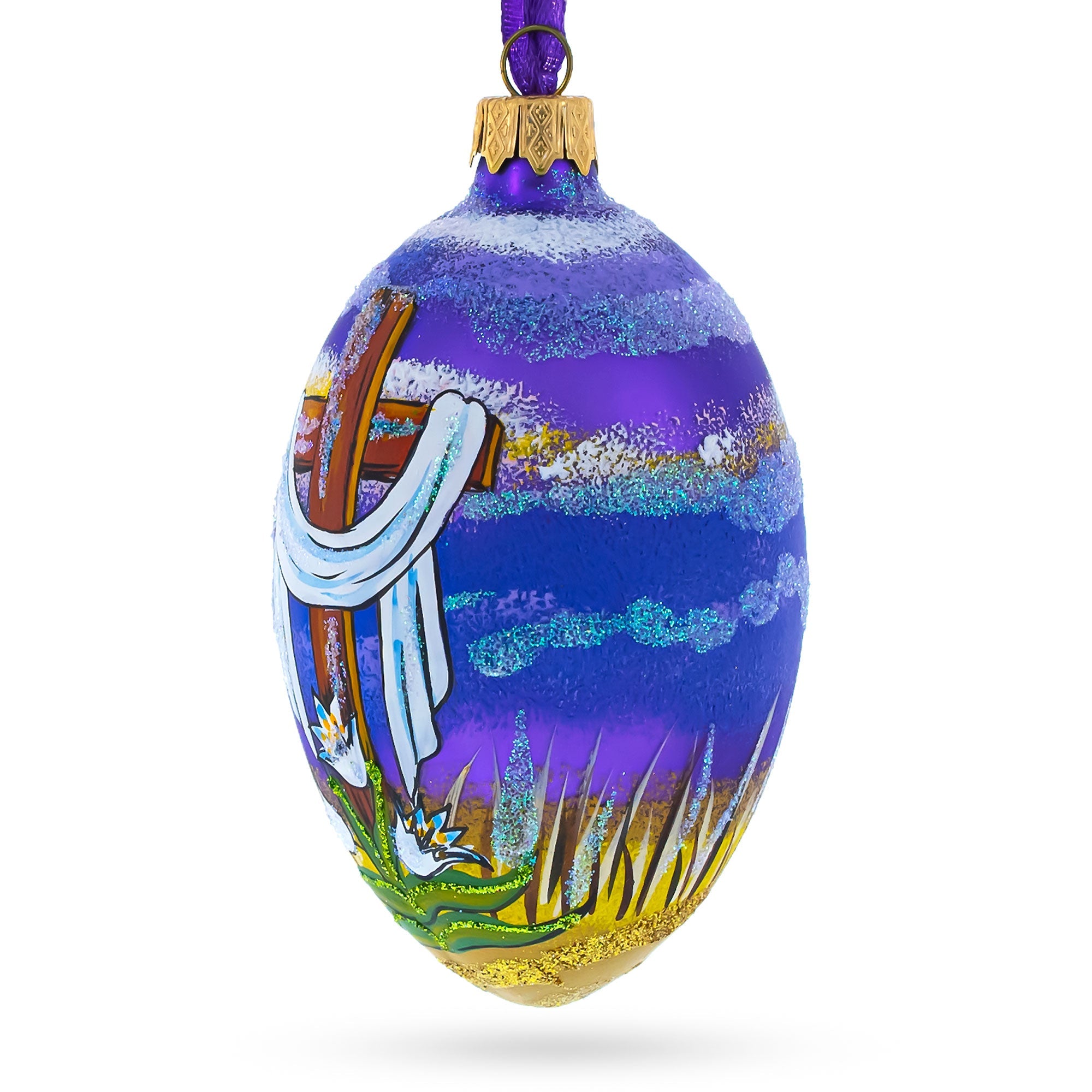 The Rising Cross Egg Glass Ornament 4 Inches BestPysanky