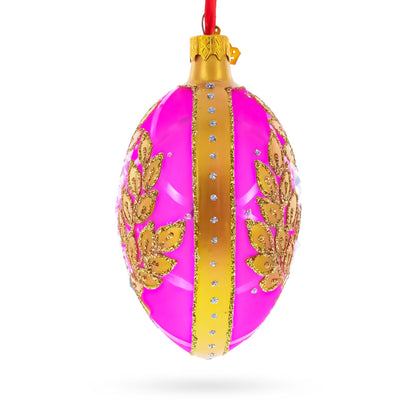 Golden Branches On Pink Glass Egg Ornament 4 Inches BestPysanky