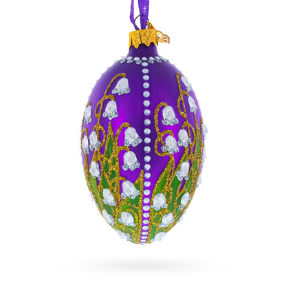 1898 Lilies Of The Valley In Purple Royal Egg Glass Ornament 4 Inches BestPysanky