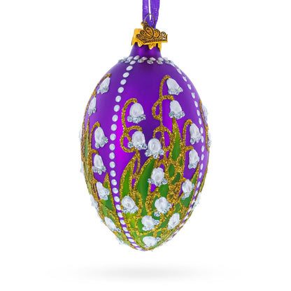 1898 Lilies Of The Valley In Purple Royal Egg Glass Ornament 4 Inches BestPysanky