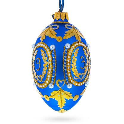 1893 Caucasus In Blue Royal Egg Glass Ornament 4 Inches BestPysanky