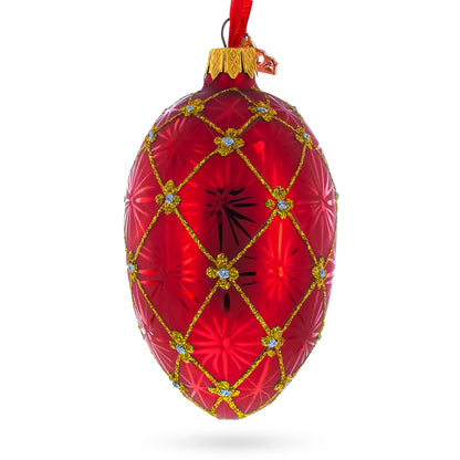 1897 Coronation In Red Royal Egg Glass Ornament 4 Inches BestPysanky