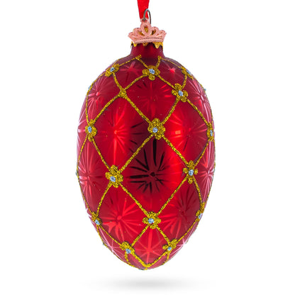 1897 Coronation In Red Royal Egg Glass Ornament 4 Inches BestPysanky