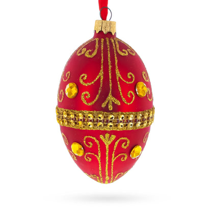 Jeweled Red Glass Egg Ornament 4 Inches BestPysanky