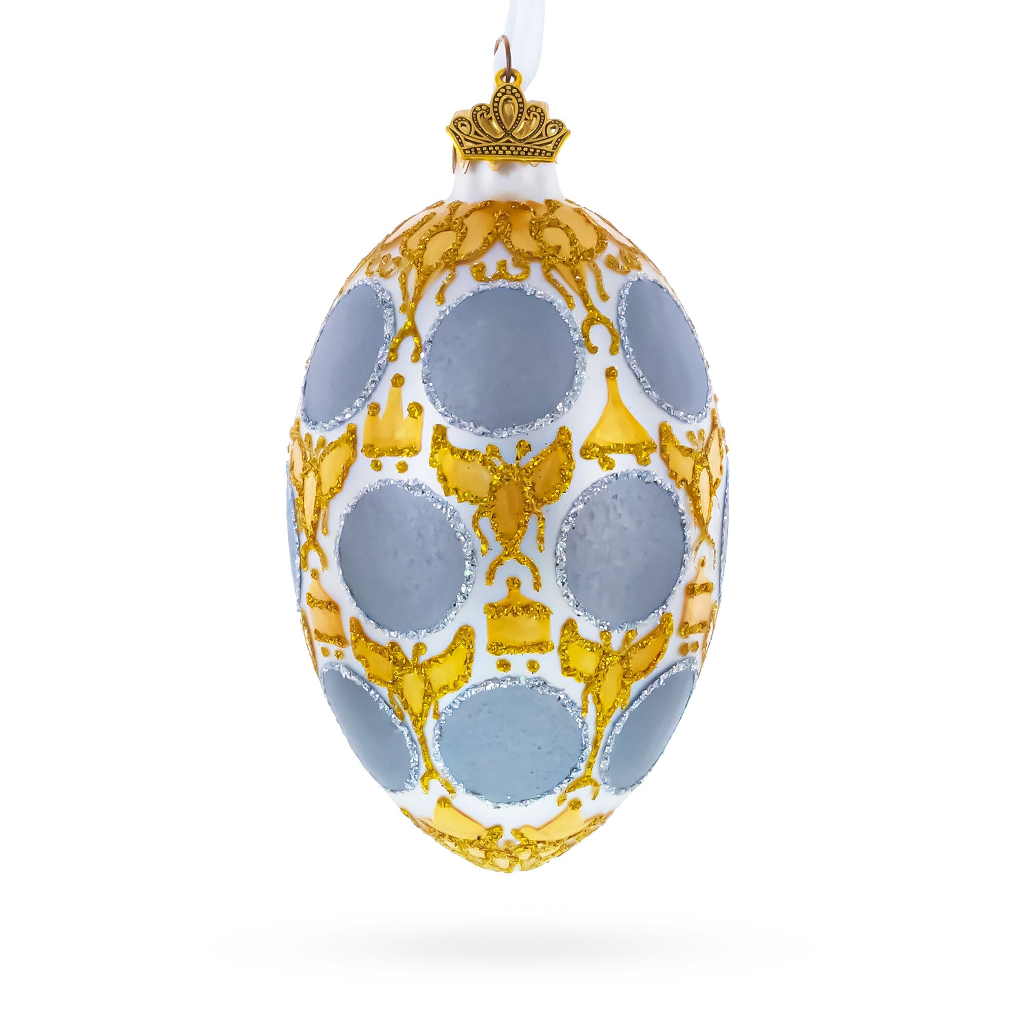 1913 Romanov Tercentenary Royal Glass Egg Ornament 4 Inches BestPysanky