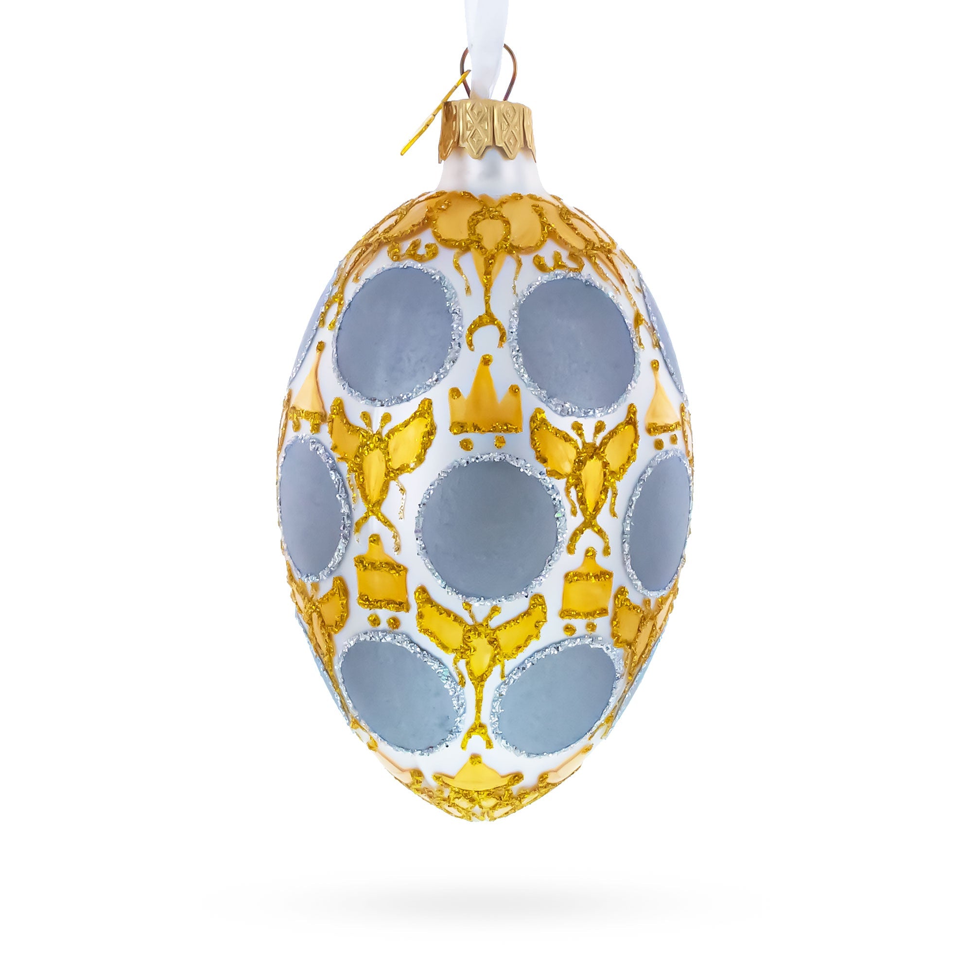 1913 Romanov Tercentenary Royal Glass Egg Ornament 4 Inches BestPysanky