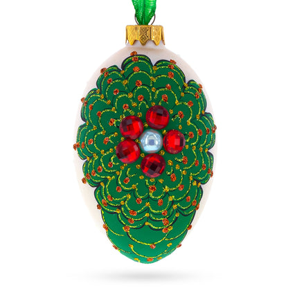 Louis-Francois Designer Jeweled Arabesque Glass Egg Christmas Ornament 4 Inches