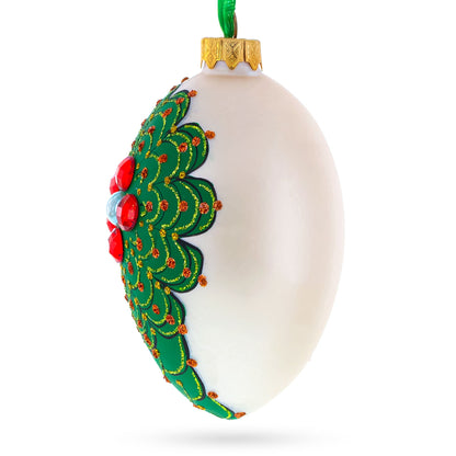 Louis-Francois Designer Jeweled Arabesque Glass Egg Christmas Ornament 4 Inches