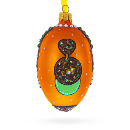 Italian Couturier Fine Earring Glass Egg Christmas Ornament 4 Inches