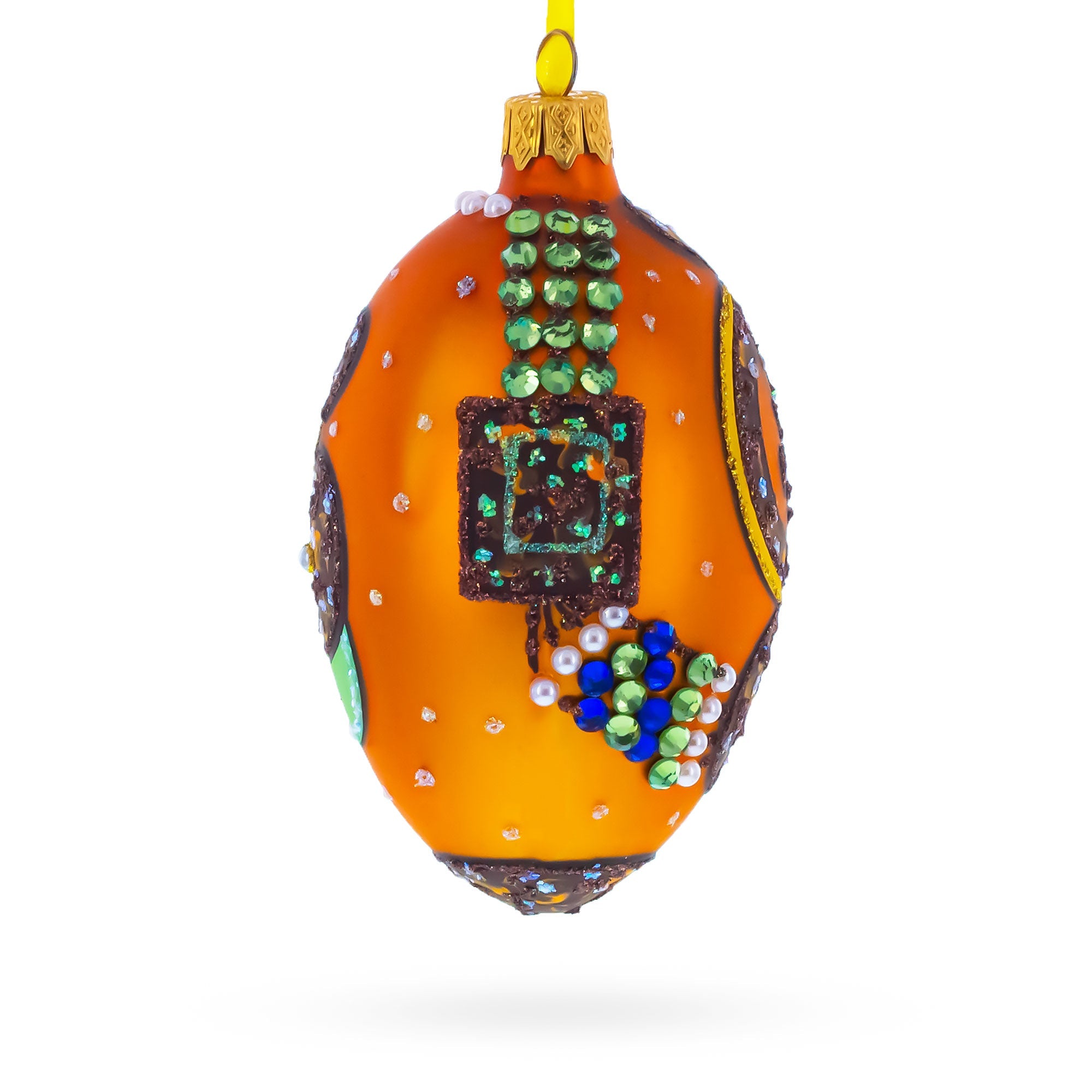 Italian Couturier Fine Earring Glass Egg Christmas Ornament 4 Inches