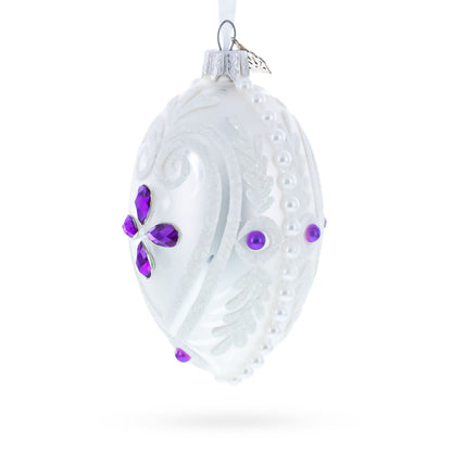 Purple Drops Glass Egg Christmas Ornament 4 Inches