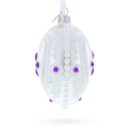 Purple Drops Glass Egg Christmas Ornament 4 Inches