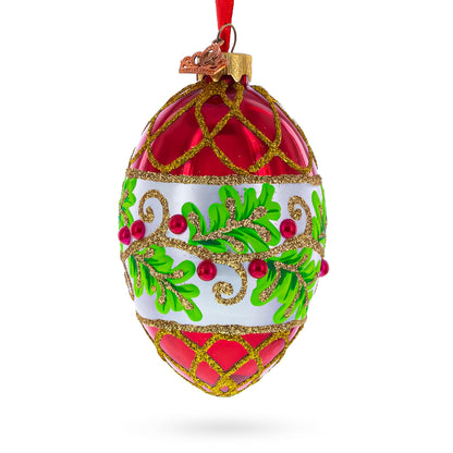 Berries on the Branch Glass Egg Ornament 4 Inches BestPysanky