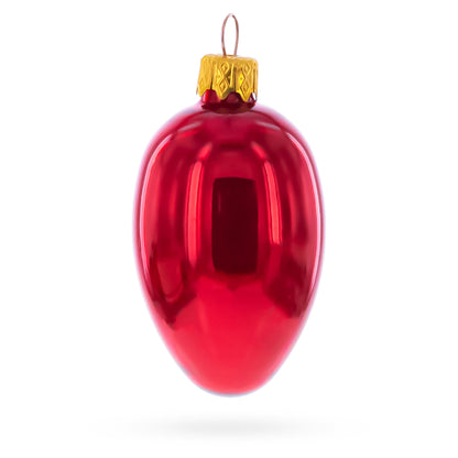 Set of 6 Glossy Red Mini Glass Egg Ornaments 2.9 Inches