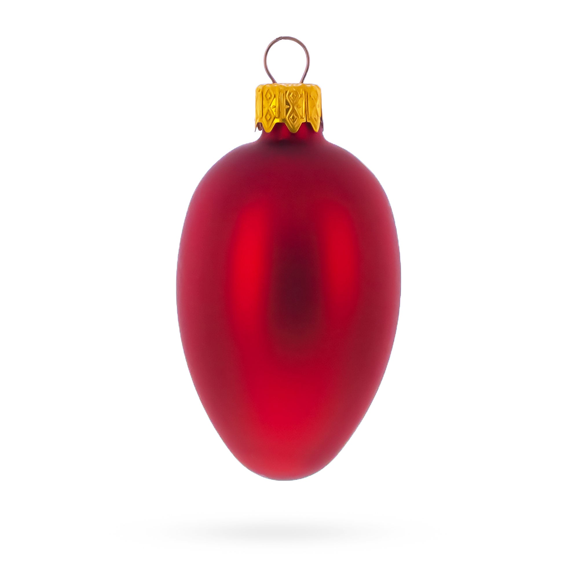 Set of 6 Matte Red Mini Glass Egg Ornaments 2.9 Inches