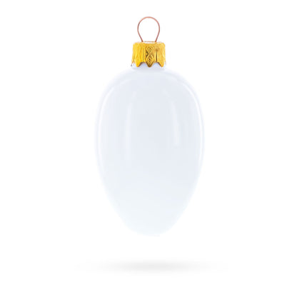 Set of 6 Glossy White Mini Glass Egg Ornaments 2.9 Inches