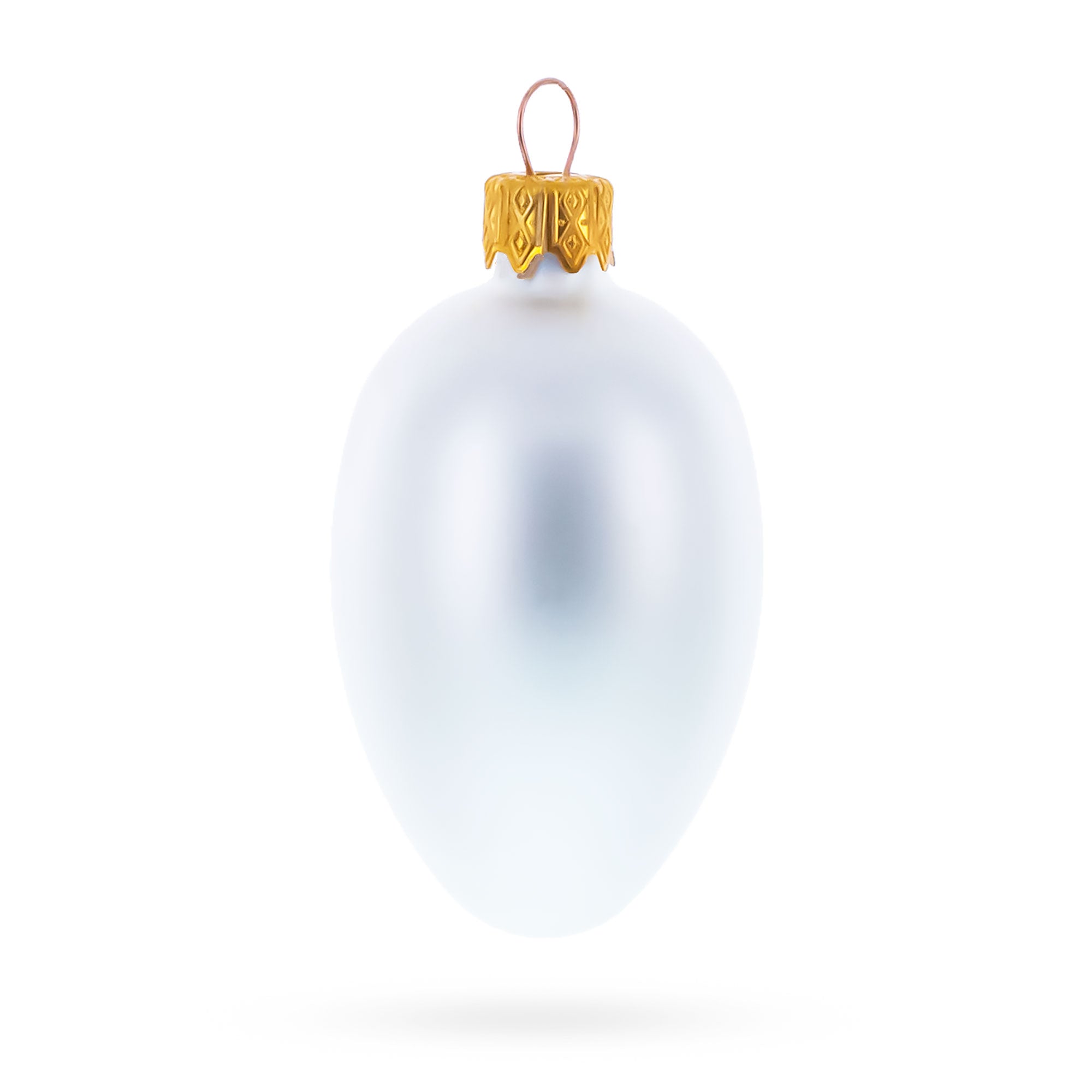 Set of 6 Matte  White Mini Glass Egg Ornaments 2.9 Inches