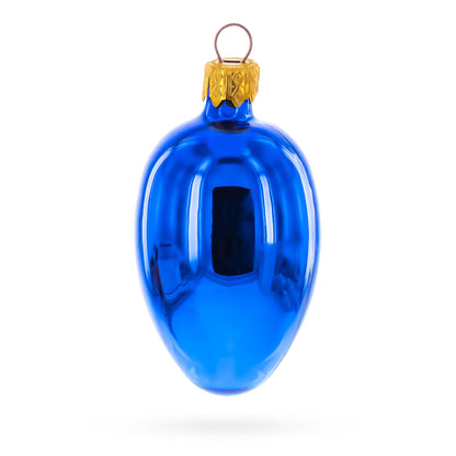 Set of 6 Glossy Blue Mini Glass Egg Ornaments 2.9 Inches