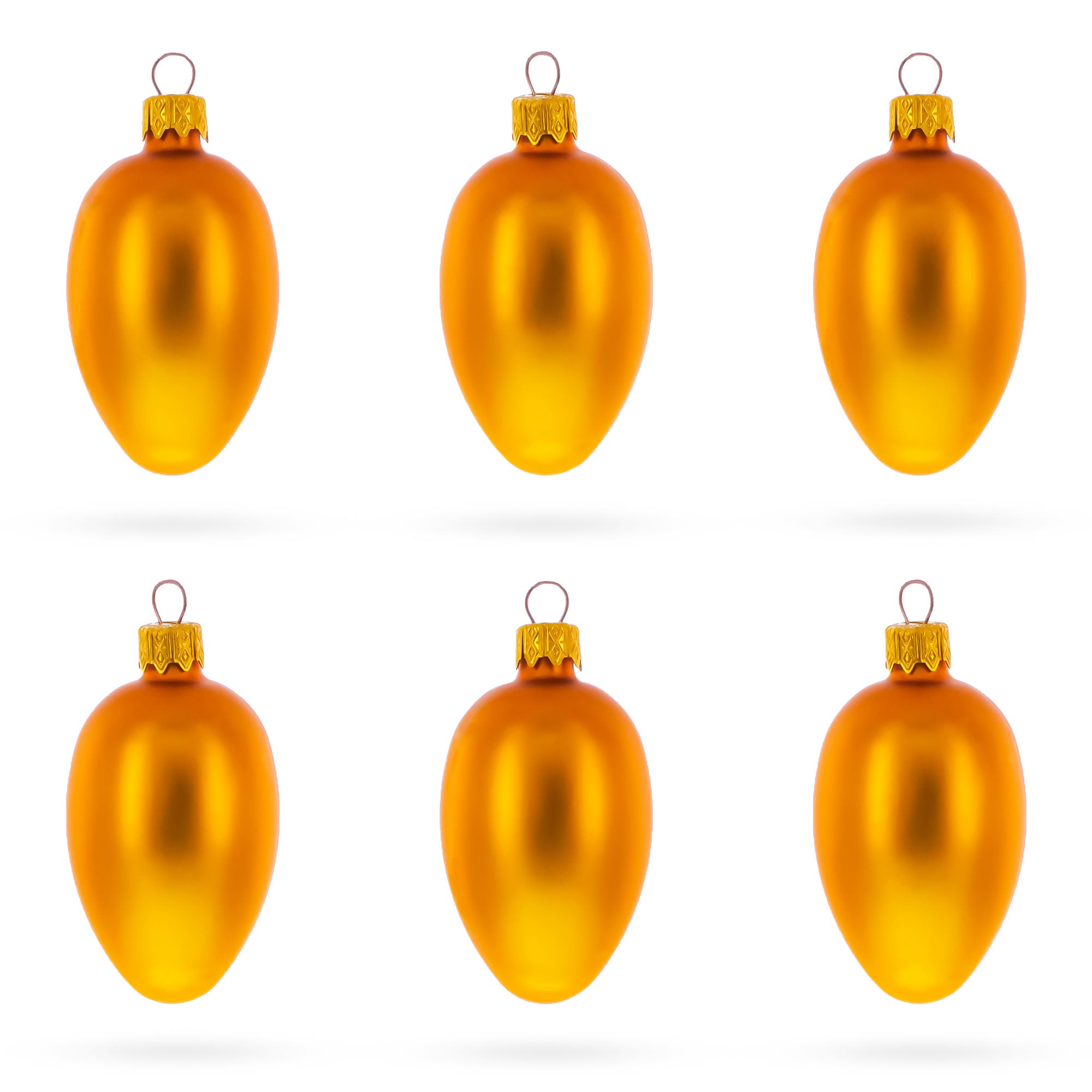 Set of 6 Matte Gold Mini Glass Egg Ornaments 2.9 Inches