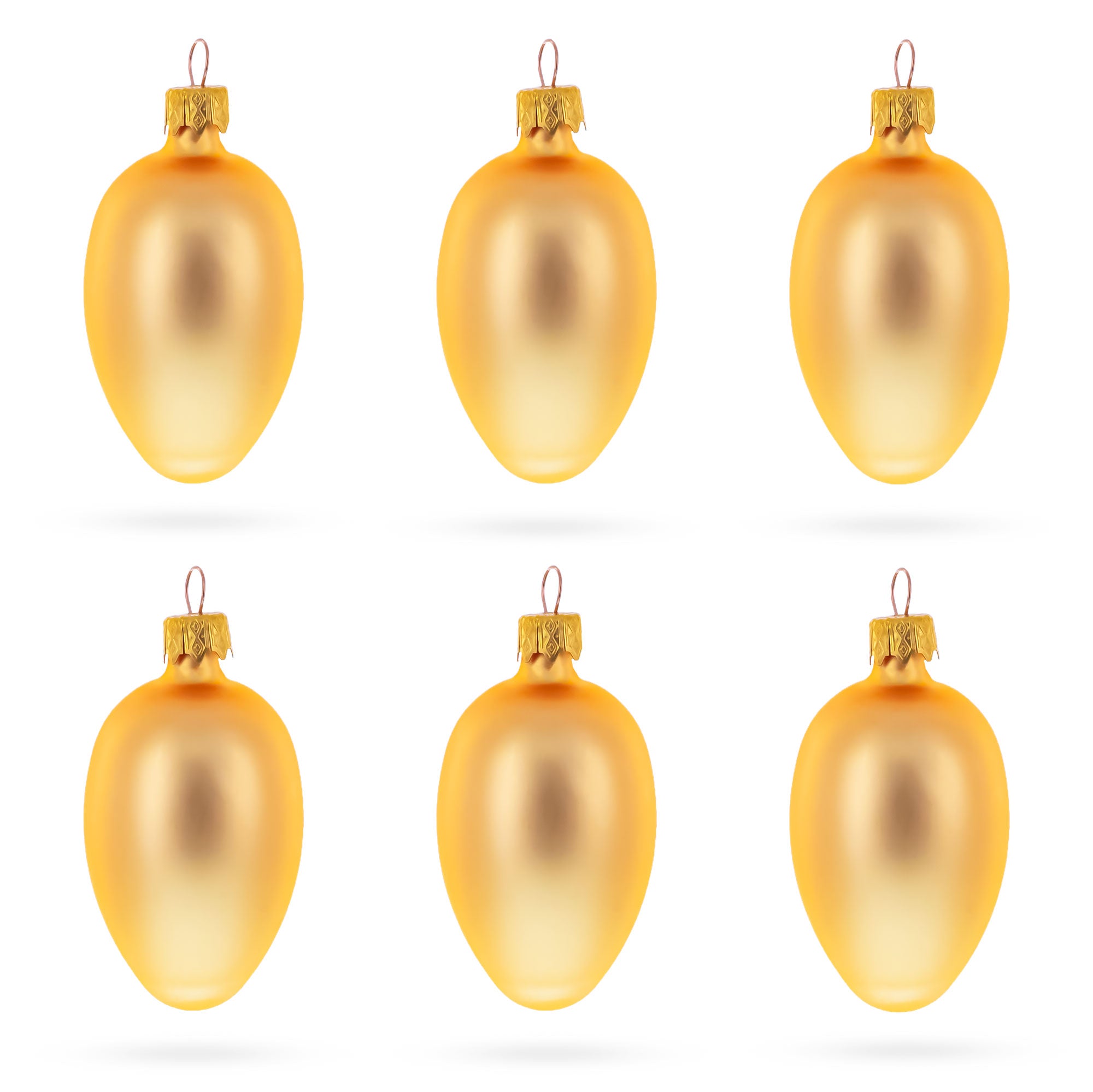 Set of 6 Rose Gold Mini Glass Egg Ornaments 2.9 Inches
