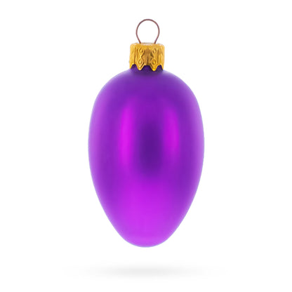 Set of 6 Purple Mini Glass Egg Ornaments 2.9 Inches