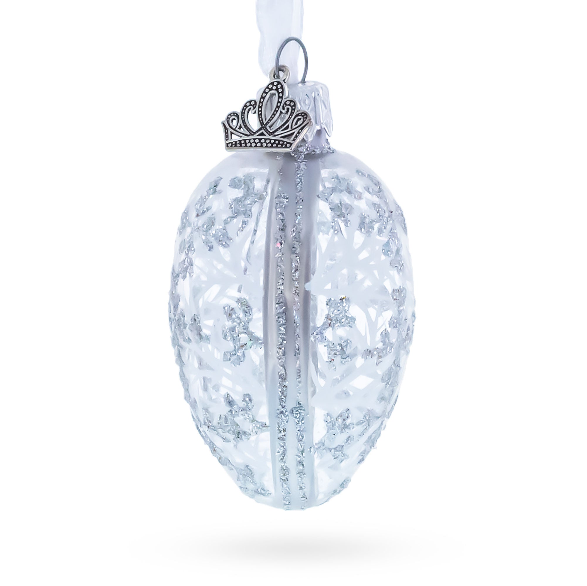 1913 Winter Mini Glass Egg Ornament 2.9 Inches