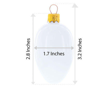 Shiny Blue with Red Berry and Green Leaf Accents Mini Glass Egg Ornament 2.9 Inches