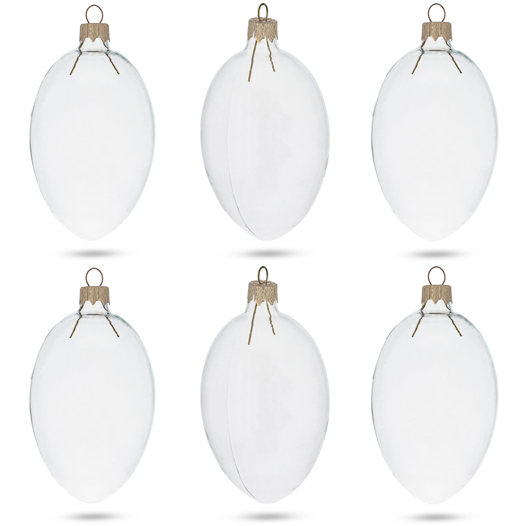 Set of 6 Clear Glass Egg Ornaments DIY Craft 4 Inches