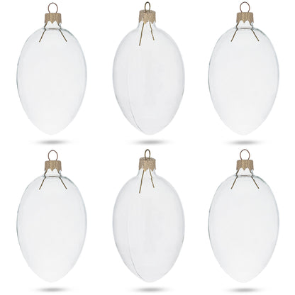 Set of 6 Clear Glass Egg Ornaments DIY Craft 4 Inches