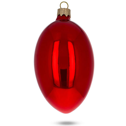 Set of 6 Red Glossy Glass Egg Ornaments 4 Inches