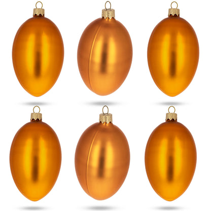 Set of 6 Orange Matte Glass Egg Ornaments 4 Inches BestPysanky