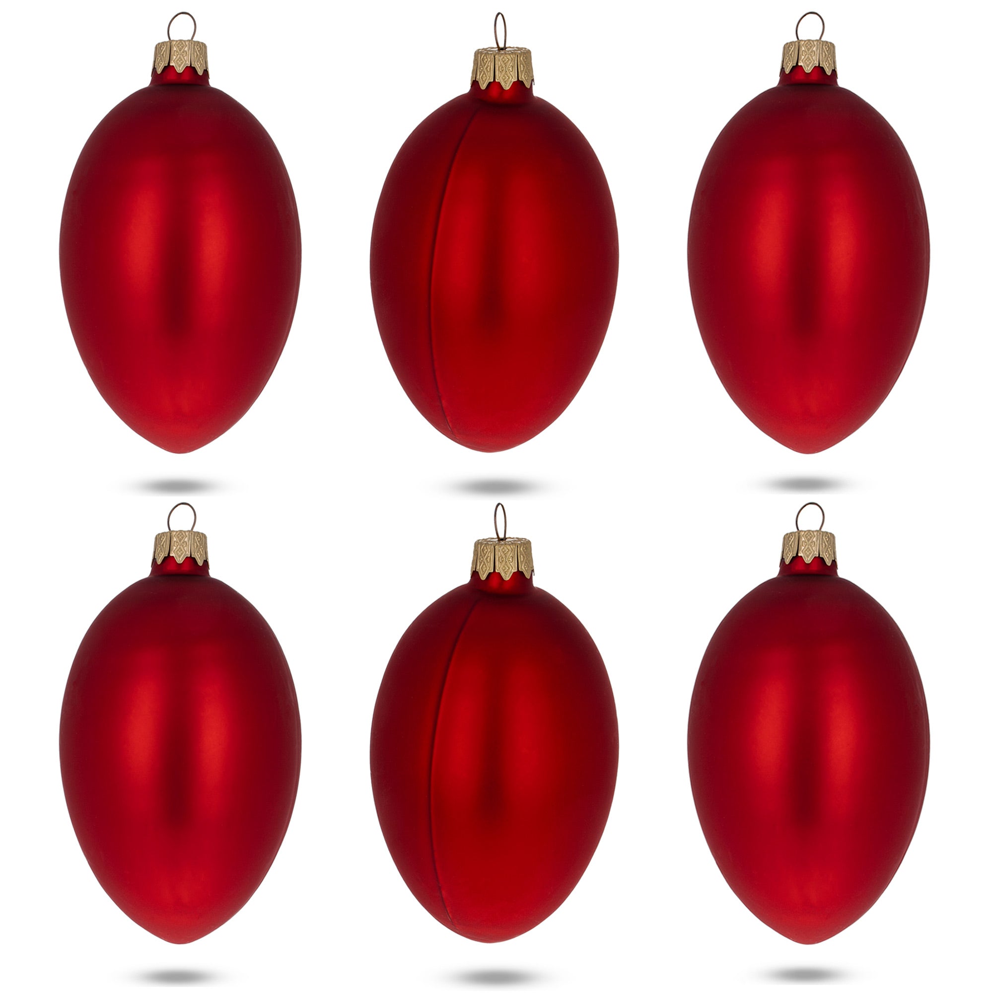 Set of 6 Red Matte Glass Egg Ornaments 4 Inches BestPysanky