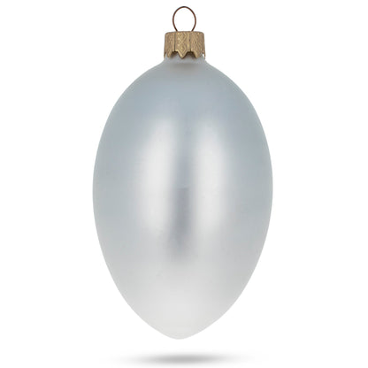 Set of 6 White Matte Glass Egg Ornaments 4 Inches