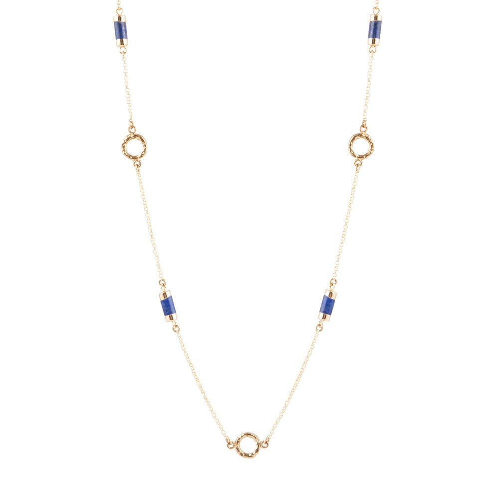 Long Delicate Lapis and Bronze Necklace Barse Jewelry