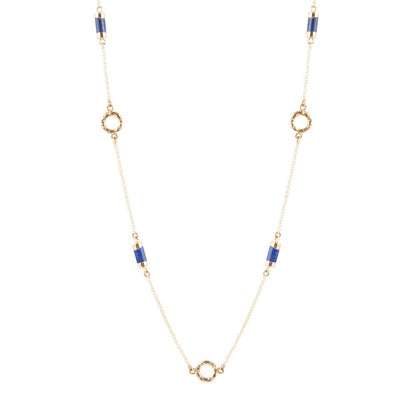 Long Delicate Lapis and Bronze Necklace Barse Jewelry